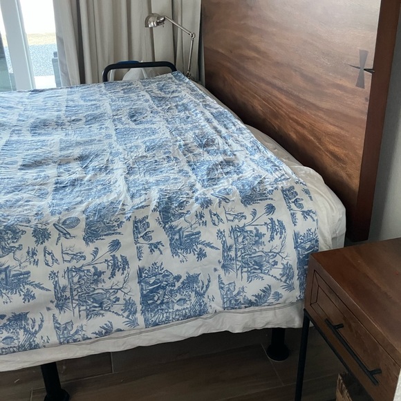 French Country Scenic Toile Design Romantic Cotton Blue White Full Queen Duvet - Picture 3 of 9